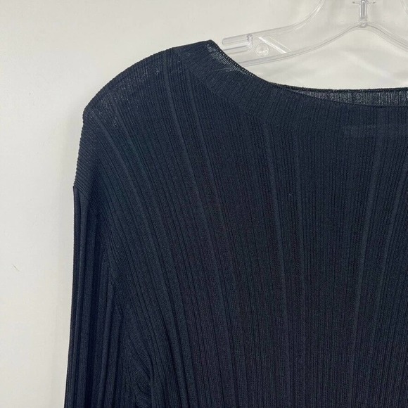 MM Lafleur Womens M The Brodie Pullover Top Textured Rib Knit Boatneck Black - Picture 5 of 8